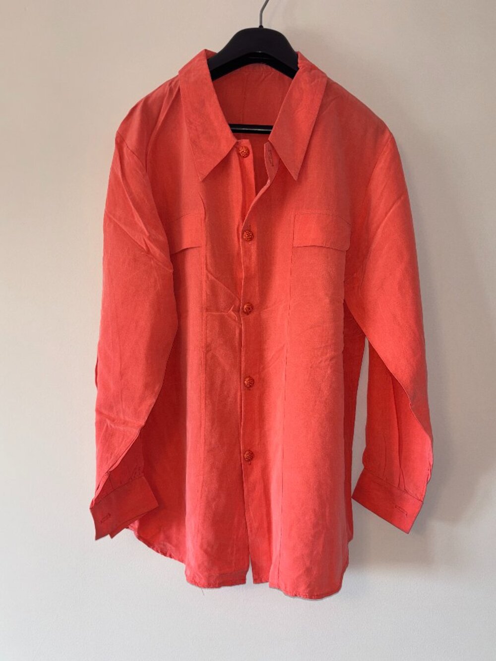 Orange Coral 2 piece set Vintage Collared Shirt and Midi Skirt